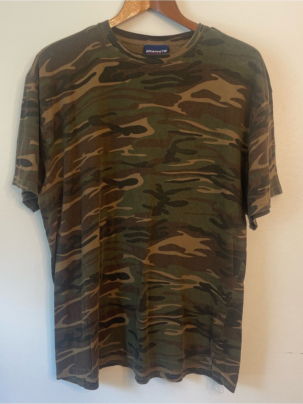 90s vintage Cotton Classic Camo Tee green/black Outdoors size XL